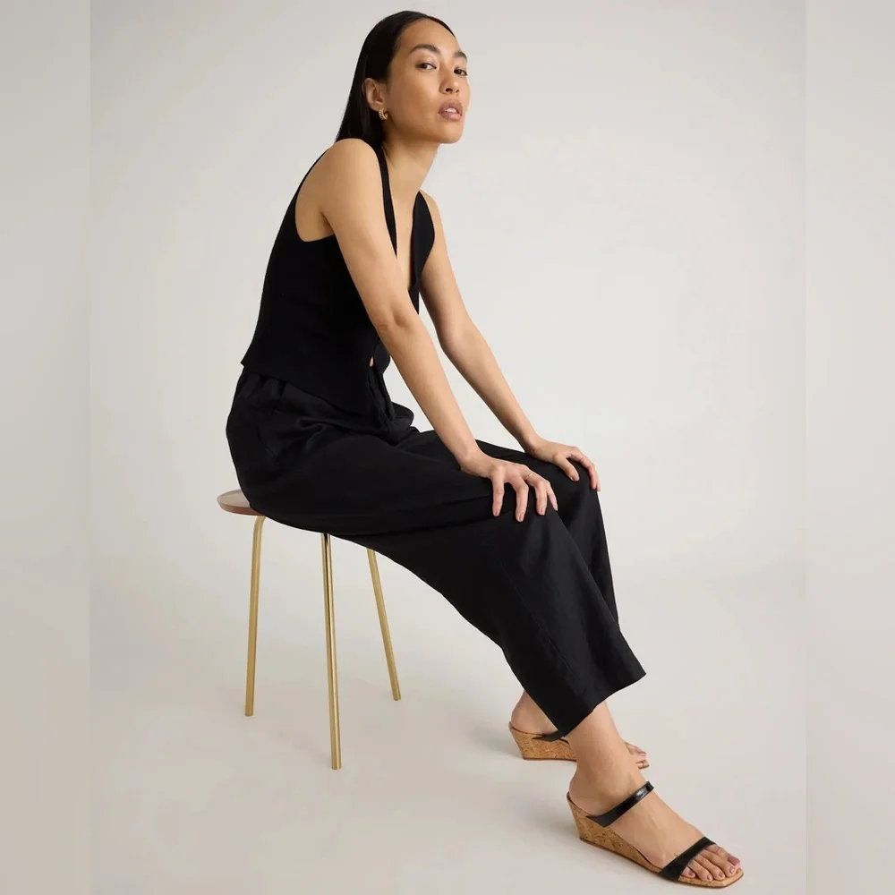 Quince 100% European Linen Black Pants Size Small